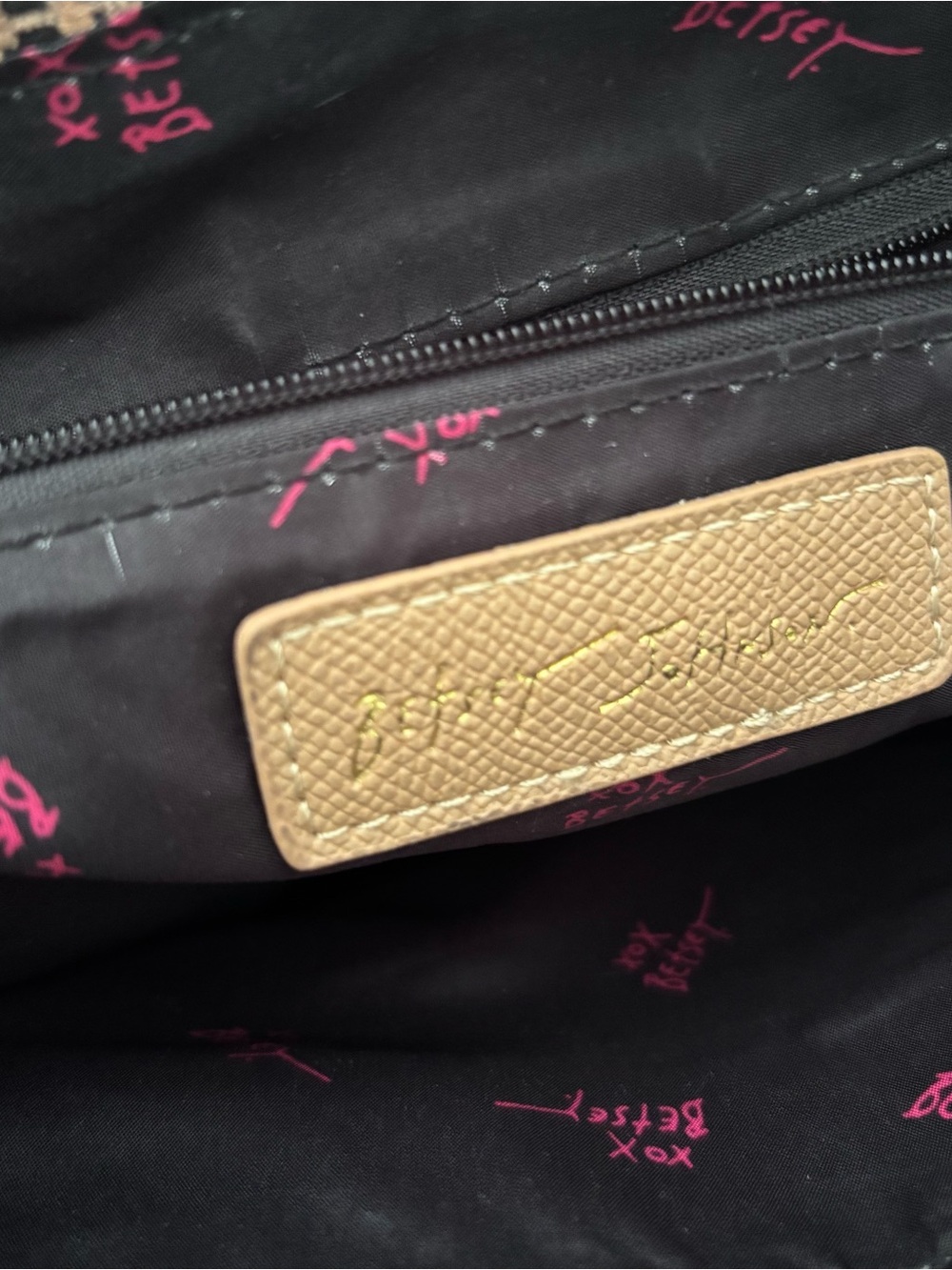 Betsey Johnson Camel Tote with Leopard Lining - Picture 7 of 8